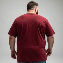 Kit 03 Men's Plus Size Basic Plain T-Shirt 100% Cotton Short Sleeve - Maroon - View 4