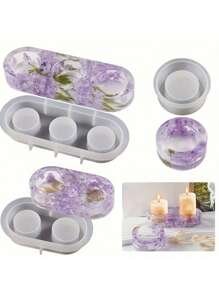 1 pieza Molde de silicona de resina para portavelas, molde de resina epoxi para manualidades de decoración del hogar