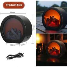 Fireplace Lanterns Decorative Flameless Portable Led Lantern, Fireplace Light LED Simulation Log Flame Effect, Touch Switch Simulation Flame LED Fireplace Lantern For Home Festival Decor