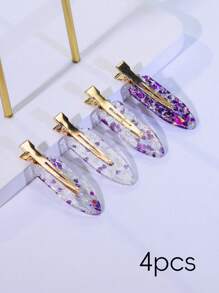 4pcs Metal Shards Transparent Hair Clip. No Trace Hair Clip. The Golden Fragments Are Random. Suitable For Wearing In Any Scenario, Hair Accessories, Head Accessories - Multicolor - View 17