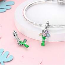 925 Sterling Silver Sunflower And Morning Glory Charm Tulip Daisy Charm Four Leaf Clover Charm Rose Charm Flower Charm Suitable For Women Bracelet Necklace DIY Jewelry Making Charm And Daily Clothing Matching Jewelry Decoration Suitable For Girls
