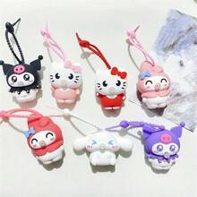 Sanrio Sanrio Hello Kitty&Friends PVC Keychain, Cute Cartoon Animal Themed Backpack Ornament, , Buckle, Suitable For Decoration, Party Fun Gift, Anime Inspired Keychain