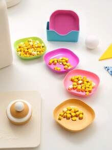1 Set (10 piezas de color aleatorio) Cuencos de plástico de color caramelo como regalo para amantes de gatos/perros y mamás de gatos/perros. Cuencos de comida para amantes de gatos/perros y mamás de gatos/perros, pequeños artículos para alimentación de mascotas.