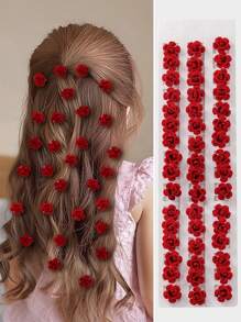 10 pièces Barrettes à cheveux décorations de fleurs de rose en velours bourgogne - Accessoires de cheveux de mariée - Convient aux femmes
