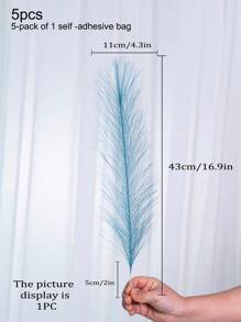 5 件/10 件优雅的 16.9 英寸长人造蒲苇 - 柔软快速的涤纶面料制成，塑料人造植物，可弯曲恢复形状，春季装饰，情人节，现代简约北欧风格，波西米亚风格 - 适用于家居装饰、花瓶、婚礼、派对、客厅、餐厅、卧室、展览、酒店、画廊、DIY 墙壁、办公桌填充物。生日毕业礼物，秋季装饰，秋季 - 蒂藍色 - 查看 2