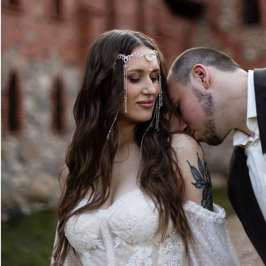 复古手工水滴流苏头饰，波西米亚风格万圣节发饰 - 銀色 - 查看 1