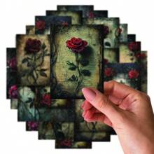 20sheets Thorny Bloody Rose -Etori Material Paper Dancing In The Dark Series Retro Dark Style Theme Handbook Decorative Base, Non-Sticky Material Decorative Paper