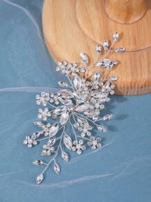 1 Peça Tiara de Cabelo Elegante com Cristais Trançados para Mulheres, Acessório de Presente Feito à Mão para Noiva, Casamento, Festa e Dia dos Namorados - Prata - Visão 2