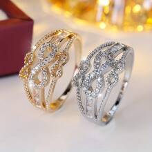 1 件女士时尚简约优雅方晶锆石装饰戒指，适合派对、约会、日常佩戴配饰 - JZ20727 - 查看 15