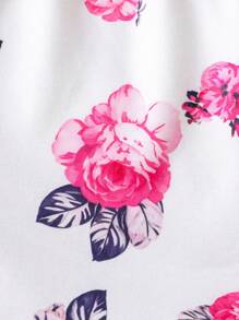 2 pezzi/Set Tuta casual e comoda da ragazza con stampa a quadri e floreale, stile estivo per vacanze