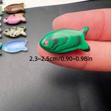 1pc Natural Crystal Fish Carving Figurine Statue Palm Stone DIY Jewelry Accessories Animal Figurine Sculpture Pocket Stone For Home Office Feng Shui Decoration Collectible Ornament - Multicolor - View 3