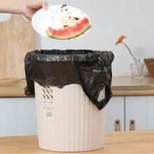 100 piezas de bolsas de basura domésticas mejoradas y reforzadas, bolsas de basura negras desechables con asas, de alta resistencia