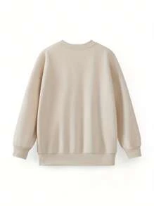 Women's Christmas Sweatshirt Long Sleeve Crewneck Letter Santa Hat Print Pullover - Beige - View 6