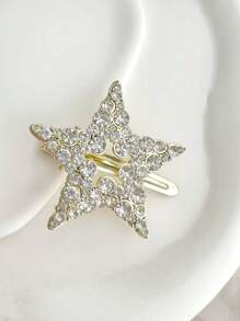 1pc Girls' Fashionable Rhinestone Alloy Five-Pointed Star Alligator Hair Clip