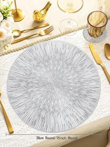 2/12pcs 15" Round Gold Foil Fireworks Pattern Placemats, (PVC) Material, Gold Stamping Hollow Design, Waterproof, Washable, Easy To Clean, Non-Slip, Heat-Resistant, For Room Decor, Dining Table, Home Decor, Suitable For Holidays, Parties, Birthdays, Weddings And Dinners