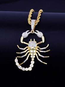 Fashion Punk Hip Hop Rhinestones Zirconia Animal Scorpion Pendant Necklace For Men/Women Jewelry Accessories Cool Fashion Men's Necklace Rock Biker Anniversary Party Gift - Gold - View 1