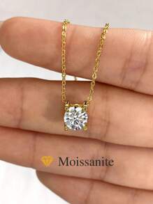 1 件 1-2 克拉莫桑石钻石奢华牛头四爪盒链十字链吊坠项链 S925 纯银婚礼项链订婚项链奢华珠宝礼物女孩女士周年纪念 - 金色 - 查看 2