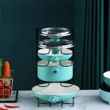 1pc Multi-Functional Kitchen Storage Rack, Adjustable Pot Lid Holder, Metal Non-Slip Cookware Storage Organizer, Wall-Mounted No-Drill