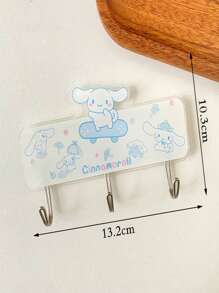 Sanrio 3-Hook Cute Cartoon Sticky Wall Hooks, Strong Damage-Free Hanger For Student Desk, Bathroom, Refrigerator, Dormitory