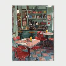 1PC Vintage American Dinner Canvas Art Print - Retro Luce's Diner Poster, Perfect For Bedroom, Living Room & Office Decor, Ideal Gift For Home And Dorm,Frameless