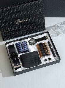 Juego de regalo de reloj para hombre, estuche de regalo de negocios, correa de moda, regalo del Día del Padre para papá, regalo del Día de San Valentín para esposo/novio, graduación, cumpleaños, amigos, maestro, regalo de estudiante