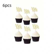 12 piezas Mr & Mrs Decoraciones para cupcakes con purpurina dorada, adecuados para bodas, baby showers, cumpleaños, Día de la Madre, aniversarios, San Valentín, Navidad y talla grande.