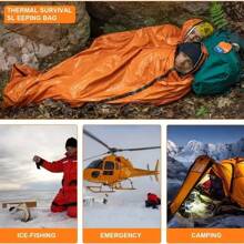 Saco de Dormir de Emergencia Ultra Impermeable Mantas de Mylar Ligero Saco de Dormir de Supervivencia Mantiene Caliente para Camping y Senderismo - Naranja - Ver 2