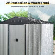 8ft X 4ft Outdoor Metal Storage Shed With Sliding Door And Foundation For Backyard Patio Lawn - White And Black
