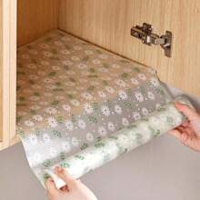 1pc Daisy Printed Drawer Moisture-Proof Mat For Kitchen Cabinet, Table, Multi-Size Cuttable EVA Material, Easy To Clean, Non-Slip Waterproof Oil-Proof Dust-Proof Household Liner Paper, Suitable For Refrigerator, Kitchen Shelf, Food Storage Room, Desk, Cabinet, Shoe Cabinet, Wardrobe, Tabletop For School,Office,Household,Travel