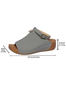 New Spring/Summer Fashion Women Platform Wedge Beach Sandals, Thick Sole With Stitching (Shoelaces Can Be Removed And Adjusted) - Grey - View 4