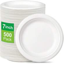 Paper Plates Bulk 500 Pack, Small Paper Plates 7 Inch, 100% Compostable Friendly Disposable Paper Plates, White Paper Plates For Dessert Cake - Small-7 Inch-500 Units - View 3