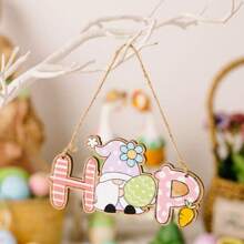 1pc/2pcs Easter Decorations - Wooden Easter Letter Hanging Ornament, Colorful Bunny & Gnome Hanging Decoration, Suitable For Birthday, Festival Party, Cute Indoor/Outdoor Decor