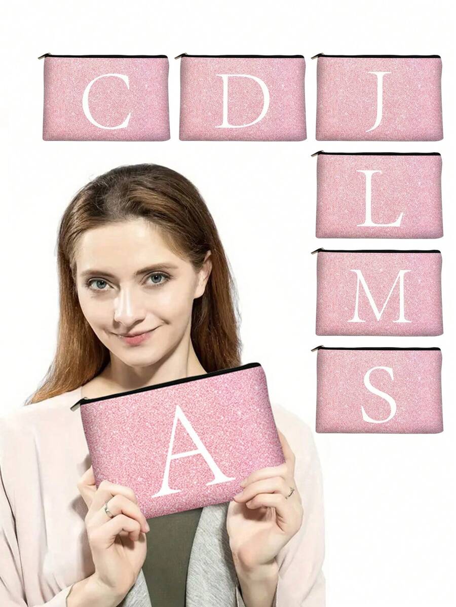 Letter Print Foundation Girl Gift Party Makeup Bag Zipper Bag Double Lined Toiletries Handbag Storage Makeup Bag Toiletry Bag Travel Wash Bag Toiletry Travel Bag Makeup Storage Beach Beach Bag Vacation Holiday Essentials School Supplies Travel Essentials Ladies For College Dorm Bathroom