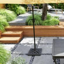 Outsunny Garden Parasol Base, 15kg HDPE Outdoor Umbrella Stand Parasol Stand With Cut-Out Design, Sun Umbrella Base For Deck Poolside, Black - Black - View 9