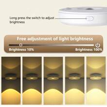 1 个 LED 可充电聚光灯，USB 充电运动传感器猫眼灯，3 色可调壁灯，适用于卧室、衣柜、橱柜、床边、走廊、展示柜