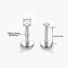 ADYJELY 2件装透明锆石鼻环耳环，G23钛金属材质，低致敏性，16G内螺纹，美杜莎唇环，耳骨耳环，耳垂耳环，耳骨耳环，2mm/3mm/4mm/5mm经典鼻部穿刺饰品，男女通用 - 2pcs/Set - 查看 16