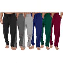 3-Pack Men's Classic Lounge Pajama Pants (S-3XL) - Black - Navy - Blue - View 6