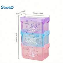 Sanrio 3 Sanrio Kuromi Three-Layer Stacked Storage Boxes, Waterproof Plastic Rectangular Storage Boxes, Suitable For Desktop Cosmetics, And Miscellaneous Items Home Bathroom Decor Fall Decor Makeup Organizer Back To School