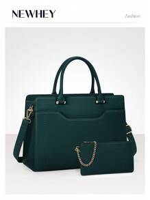 NEWHEY Laptop Bag For Women 15.6 Inch Laptop Tote Bag Waterproof Leather Work Bag Lightweight Laptop Briefcase Professional Women Business Office Bag Travel Handbag Shoulder Bag - Multicolor - View 5