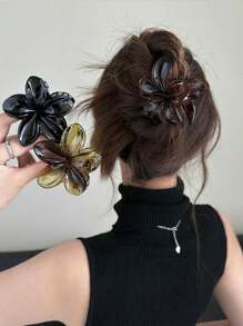 1/3 pezzi accessorio per capelli minimalista da donna, fermagli per capelli a fiore in acrilico color caramello con stampa leopardata, accessorio elegante e versatile per uso quotidiano