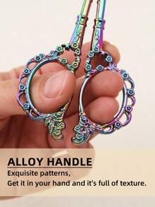 4.7" Petal-Shaped Vintage Sewing Scissors, Sharp Fabric Shears For Crafts, Arts, Yarn, DIY Tools, Eyebrow, Nose Hair & Beard Trimming, Stainless Steel - Multicolor - View 8