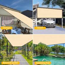 1 Stück atmungsaktives Sonnenschutznetz, 1 Stück hochdichtes atmungsaktives Sonnenschutznetz - Kunststoff-Außenbeschattungsstoff für Terrasse, Picknick, Carport, Garten, Balkon und Korridor-Kühlüberdachung - Beige - Übersicht 8