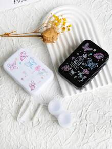 XIANG YU 三合一甜美清新蝴蝶形隐形眼镜盒，带拆卸工具，便携式防漏隐形眼镜盒套装，非常适合旅行和家庭护理盒容器浸泡和储存套件眼部隐形眼镜眼部彩色隐形眼镜化妆