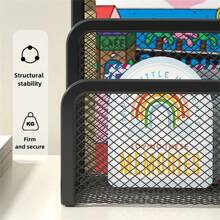 ペーパートレイ ノートブックスタンドラック デスク 3層 ブラックメタル アイアンメッシュホルダー マガジンドキュメントファイルブックラックオーガナイザー オフィス用 - 2個-白 - チェックする 6