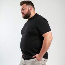 Kit 2 Shirts Plus Size Plain Basic Cotton Round Neck Shirts