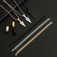 3pcs Punk Rock Hiphop Party Accessories Arrow Necklace, Bracelet And Ring Set For Men