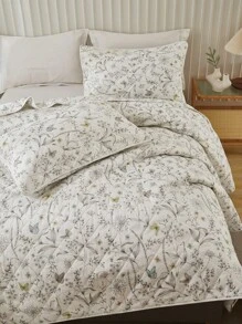 3pcs Floral Print Cotton Bedding Set (1 Quilt Cover + 2 Pillowcases, No Filler), Lightweight, Breathable, Soft, Microfiber, Skin-Friendly, Suitable For Bedroom, All Seasons
