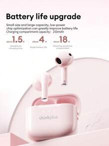 Lenovo LP23 无线耳机，入耳式高保真立体声质，配有灵敏麦克风，高清语音通话，智能降噪，音乐和游戏双模式，低延迟同步，电池寿命长，适用于智能手机和电脑 - 白色 - 查看 8