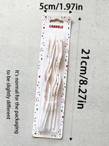 6 件白色圆点飞溅图案波浪形生日蛋糕蜡烛 - 白色 - 查看 7