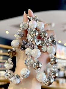 1 móc khóa hình trái tim nhiều màu sắc sáng tạo, ốp điện thoại di động nơ thanh lịch phụ kiện tự làm, mặt dây chuyền nữ tính - Nhiều màu - Xem 7